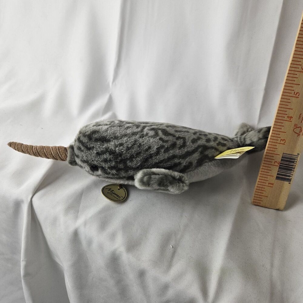 Miyoni By Aurora Narwhal Stuffed Animal 12" Plush Toy Whale Gray 2018